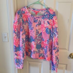 Lilly Pulitzer Pink and Blue Floral sweatshirt